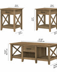 Bush Furniture Key West Coffee Table with Set of 2 End Tables