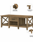 Bush Furniture Key West Coffee Table with Set of 2 End Tables