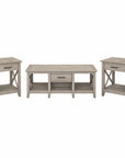 Bush Furniture Key West Coffee Table with Set of 2 End Tables