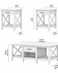 Bush Furniture Key West Coffee Table with Set of 2 End Tables