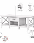Bush Furniture Key West Coffee Table with Set of 2 End Tables