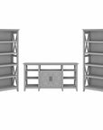 Bush Furniture Key West Tall TV Stand with Set of 2 Bookcases