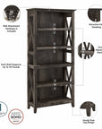 Bush Furniture Key West Tall TV Stand with Set of 2 Bookcases