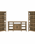 Bush Furniture Key West Tall TV Stand with Set of 2 Bookcases