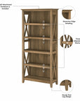 Bush Furniture Key West Tall TV Stand with Set of 2 Bookcases