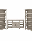 Bush Furniture Key West Tall TV Stand with Set of 2 Bookcases