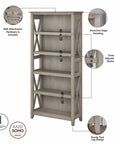 Bush Furniture Key West Tall TV Stand with Set of 2 Bookcases