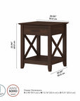 Bush Furniture Key West End Table with Storage