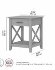 Bush Furniture Key West End Table with Storage