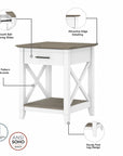 Bush Furniture Key West End Table with Storage