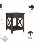 Bush Furniture Key West End Table with Storage