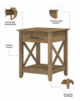 Bush Furniture Key West End Table with Storage