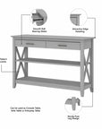 Bush Furniture Key West Console Table with Drawers and Shelves