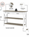Bush Furniture Key West Console Table with Drawers and Shelves
