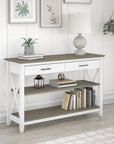 Bush Furniture Key West Console Table with Drawers and Shelves