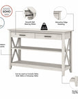 Bush Furniture Key West Console Table with Drawers and Shelves