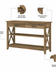 Bush Furniture Key West Console Table with Drawers and Shelves