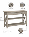 Bush Furniture Key West Console Table with Drawers and Shelves