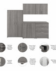 Bush Business Furniture Universal 5 Piece Modular Laundry Room Storage Set with Floor and Wall Cabinets