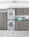 Bush Business Furniture Universal 5 Piece Modular Laundry Room Storage Set with Floor and Wall Cabinets