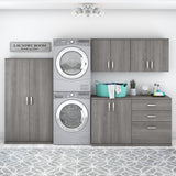 Bush Business Furniture Universal 5 Piece Modular Laundry Room Storage Set with Floor and Wall Cabinets