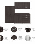 Bush Business Furniture Universal 5 Piece Modular Laundry Room Storage Set with Floor and Wall Cabinets