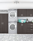 Bush Business Furniture Universal 5 Piece Modular Laundry Room Storage Set with Floor and Wall Cabinets