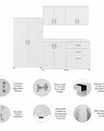 Bush Business Furniture Universal 5 Piece Modular Laundry Room Storage Set with Floor and Wall Cabinets