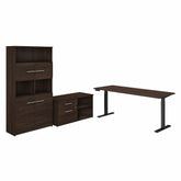 Bush Business Furniture Office 500 72W Height Adjustable Standing Desk with Storage and Bookcase