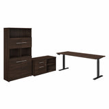 Bush Business Furniture Office 500 72W Height Adjustable Standing Desk with Storage and Bookcase