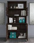 Bush Business Furniture Office 500 72W Height Adjustable Standing Desk with Storage and Bookcase
