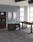 Bush Business Furniture Office 500 72W Height Adjustable Standing Desk with Storage and Bookcase