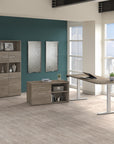Bush Business Furniture Office 500 72W Height Adjustable Standing Desk with Storage and Bookcase