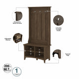 Bush Furniture Salinas Entryway Storage Set with Hall Tree, Shoe Bench and Accent Cabinet
