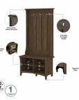 Bush Furniture Salinas Hall Tree with Shoe Storage Bench