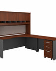 Bush Business Furniture Series C 72W Right Handed Corner Desk with Hutch and Mobile File Cabinet
