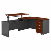 Bush Business Furniture Series C 60W x 43D Left Hand 3 Position Sit to Stand L Shaped Desk with Mobile File Cabinet