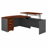 Bush Business Furniture Series C 60W x 43D Right Hand 3 Position Sit to Stand L Shaped Desk with Mobile File Cabinet
