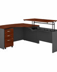 Bush Business Furniture Series C 60W x 43D Right Hand 3 Position Sit to Stand L Shaped Desk with Mobile File Cabinet