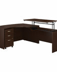 Bush Business Furniture Series C 60W x 43D Right Hand 3 Position Sit to Stand L Shaped Desk with Mobile File Cabinet
