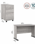 Bush Business Furniture Studio A 48W Computer Desk with 3 Drawer Mobile File Cabinet