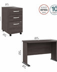 Bush Business Furniture Studio A 48W Computer Desk with 3 Drawer Mobile File Cabinet