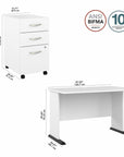 Bush Business Furniture Studio A 48W Computer Desk with 3 Drawer Mobile File Cabinet