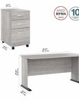 Bush Business Furniture Studio A 60W Computer Desk with 3 Drawer Mobile File Cabinet
