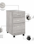 Bush Business Furniture Studio A 60W Computer Desk with 3 Drawer Mobile File Cabinet