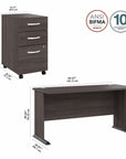 Bush Business Furniture Studio A 60W Computer Desk with 3 Drawer Mobile File Cabinet