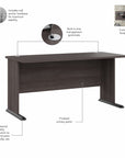 Bush Business Furniture Studio A 60W Computer Desk with 3 Drawer Mobile File Cabinet