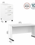 Bush Business Furniture Studio A 60W Computer Desk with 3 Drawer Mobile File Cabinet