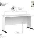 Bush Business Furniture Studio A 60W Computer Desk with 3 Drawer Mobile File Cabinet