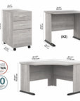 Bush Business Furniture Studio A 83W Large Corner Desk with 3 Drawer Mobile File Cabinet